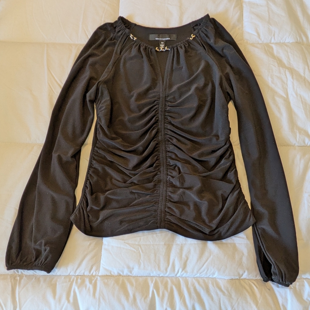 White House Black Market Ruched Top With Chain Details